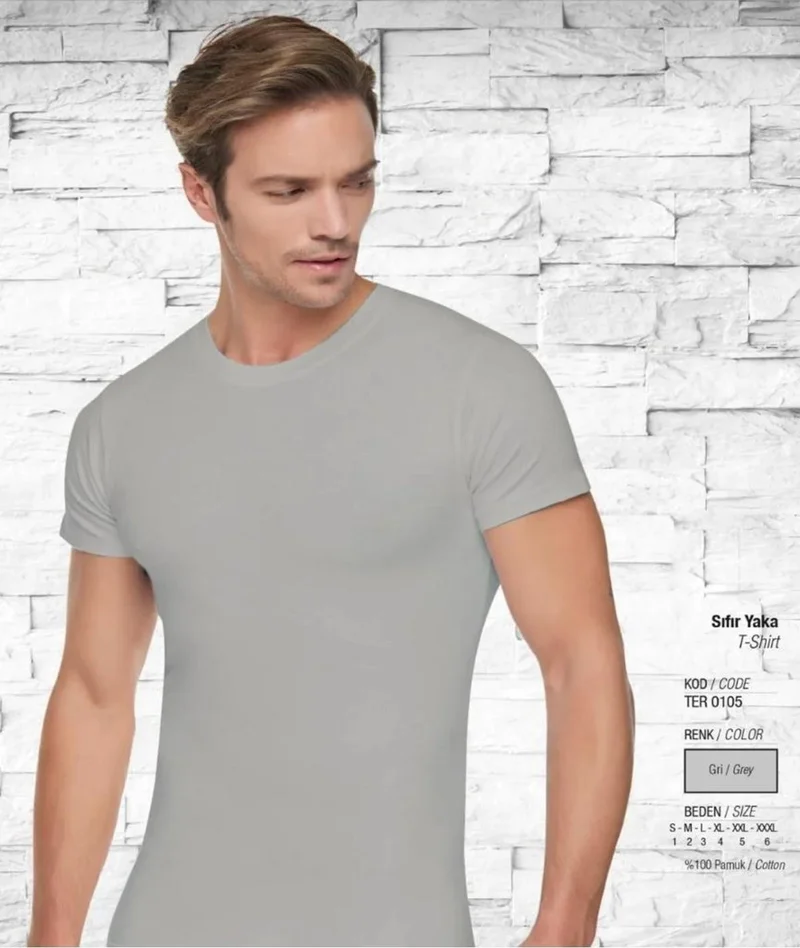 توتكو Men's 6" Combed Cotton Crew Neck Undershirt 0105