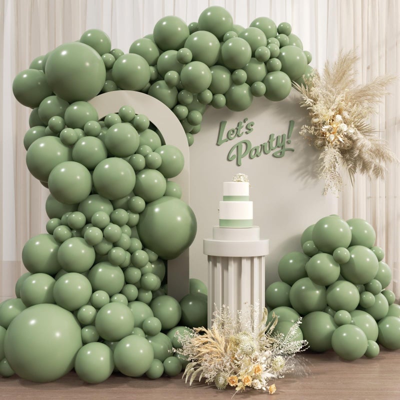 Awenztech 110pcs Sage Green Balloons, 18 12 10 5 inch Sage Green Balloons Different Sizes Balloon Arch Kit for Wedding Engagement Bridal Shower Baby Shower Birthday Party Decorations - Image 1