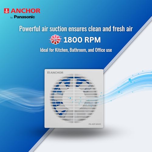 Anchor by Panasonic Air Wave 150mm Exhaust Fan, Pipe Series Exhaust Fan for Kitchen, Bathroom, Cutout Size 152mm Dia., White - Image 3