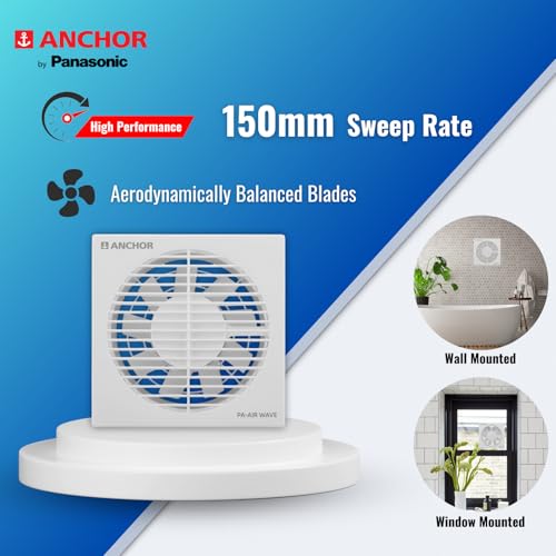 Anchor by Panasonic Air Wave 150mm Exhaust Fan, Pipe Series Exhaust Fan for Kitchen, Bathroom, Cutout Size 152mm Dia., White - Image 2