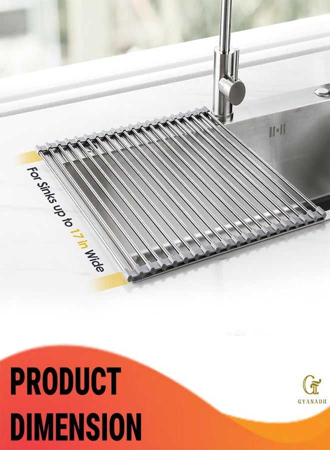 Gyanadh Roll Up Over The Sink Dish Drying Rack – Multipurpose Foldable Stainless Steel Dish Drainer Rack for Washing Dishes, Utensils & Vegetables, Space Saving Kitchen Counter Organizer - Image 2