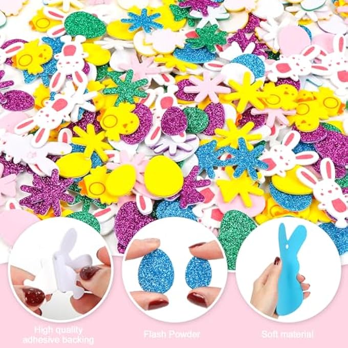 EASTER CRAFT CHILDREN, 32 PIECES DIY EASTER DECORATION CRAFT SET, EASTER BUNNY, EASTER EGGS FOR CHILDREN, FOAM RUBBER CRAFT SET CHILDREN, EASTER CRAFT SET, DIY CRAFT ACCESSORIES CRAFT MATERIAL SET - Image 5