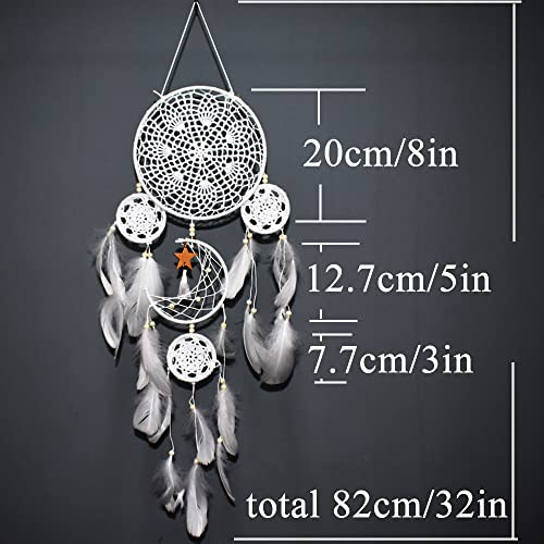 EasyBravo Large Boho Dream Catcher Macrame Wall Hanging for Vintage Wedding Home Decorations (White Set) - Image 4