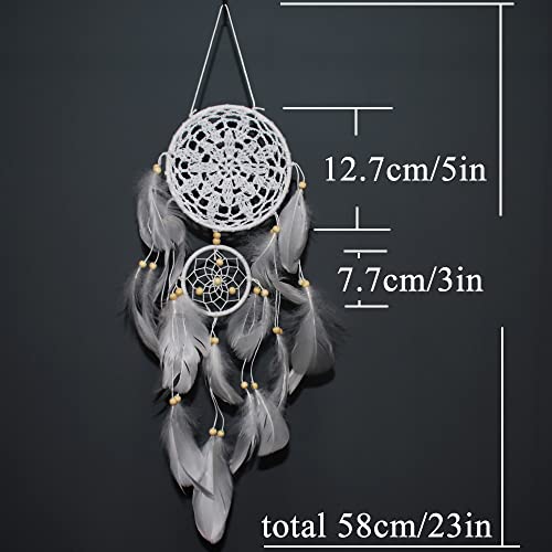 EasyBravo Large Boho Dream Catcher Macrame Wall Hanging for Vintage Wedding Home Decorations (White Set) - Image 5