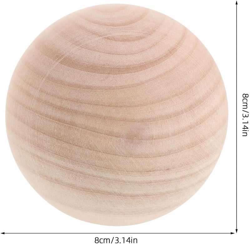 2Pcs Wooden Round Ball Unfinished: DIY Decorative Wood Crafting Balls - 3.2" Wooden Craft Spheres Smooth Solid Wood Orbs, Easy to DIY, Paint, Dye, Or Carve - Image 2