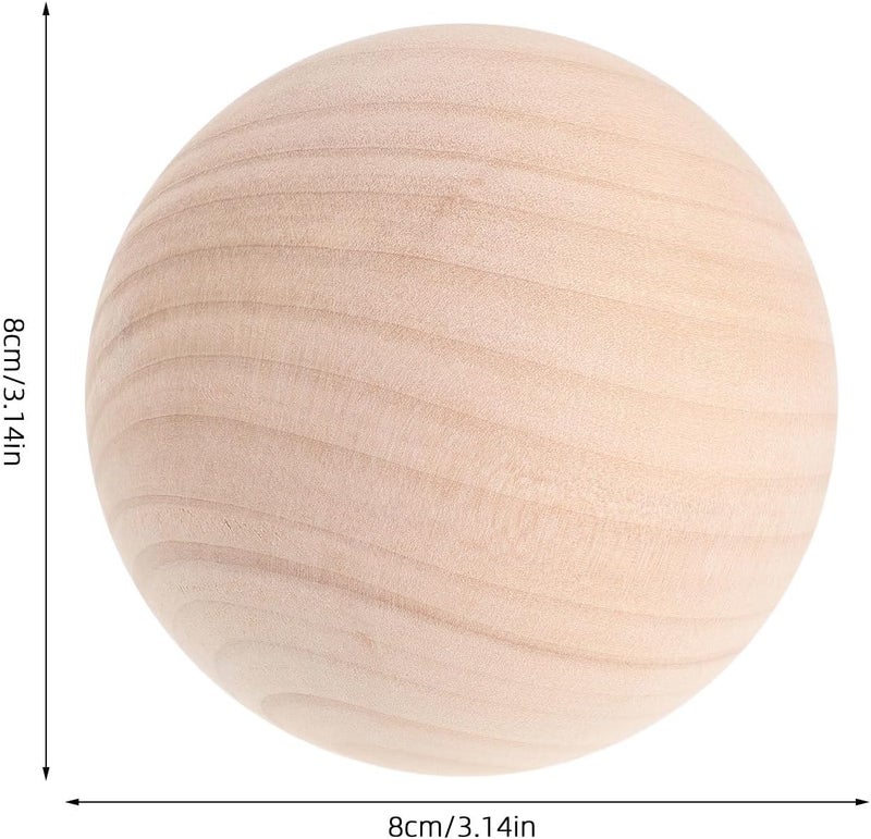 2Pcs Wooden Round Ball Unfinished: DIY Decorative Wood Crafting Balls - 3.2" Wooden Craft Spheres Smooth Solid Wood Orbs, Easy to DIY, Paint, Dye, Or Carve - Image 5