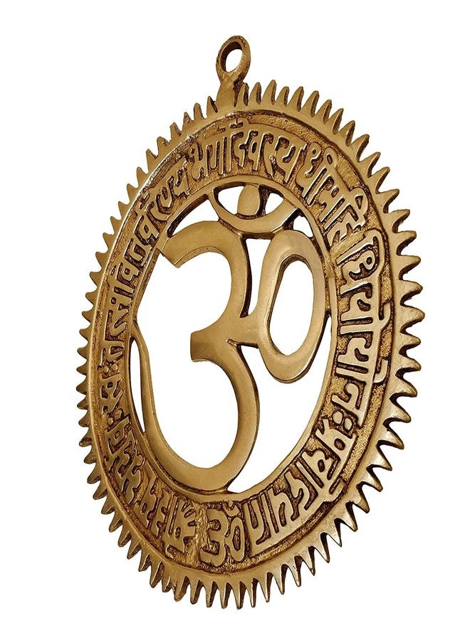 Homenique Brass Om Wall Hanging With Gayatri Mantra Engraved Decorative Brass Om Religious Wall Decor For Home Temple Mandir,8.89 Cm - Image 3