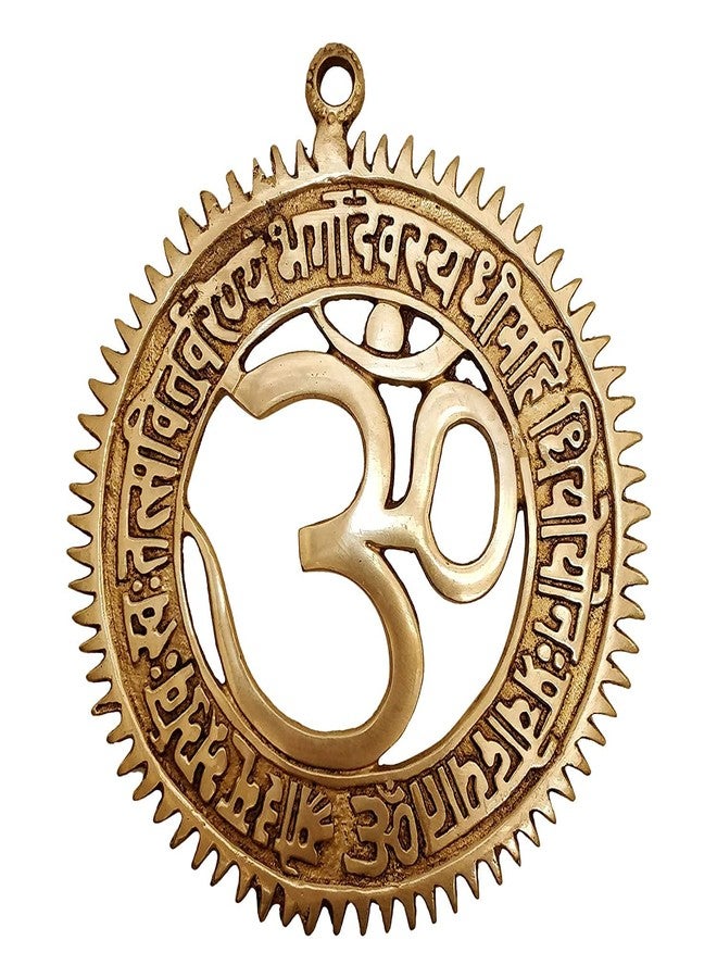 Homenique Brass Om Wall Hanging With Gayatri Mantra Engraved Decorative Brass Om Religious Wall Decor For Home Temple Mandir,8.89 Cm - Image 1
