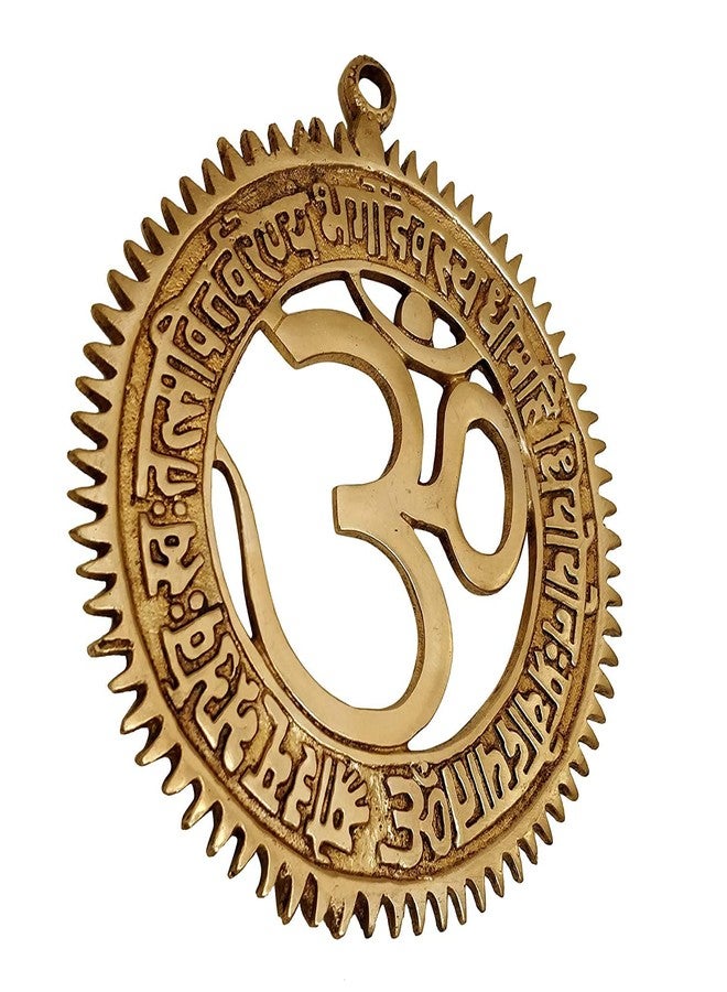 Homenique Brass Om Wall Hanging With Gayatri Mantra Engraved Decorative Brass Om Religious Wall Decor For Home Temple Mandir,8.89 Cm - Image 4