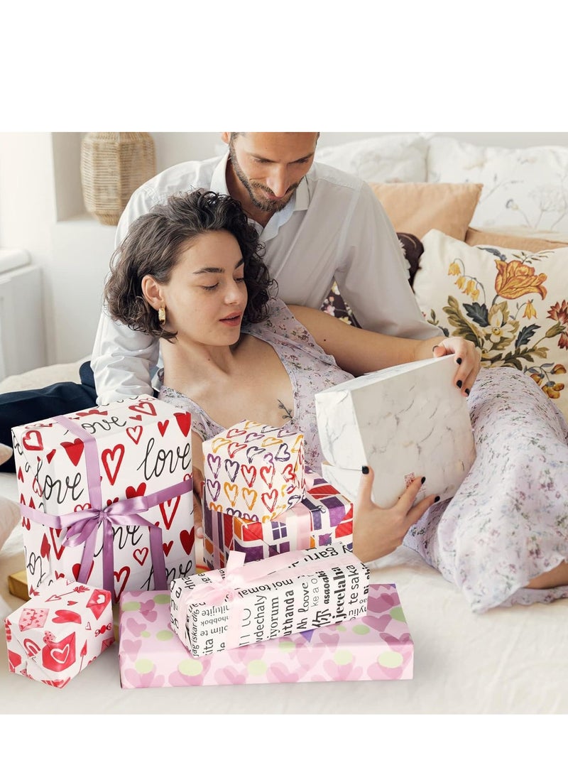 KASTWAVE ورق تغليف عيد الميلاد، مجموعة لف ورق الهدايا تتضمن 6 عبوات من ورق التغليف مع ملصق شريط لاصق وشريط لتغليف الهدايا لعيد الميلاد، الزفاف، التخرج، الأولاد، البنات، الأطفال، الرضع، الرجال، النساء، لجميع المناسبات - Image 4