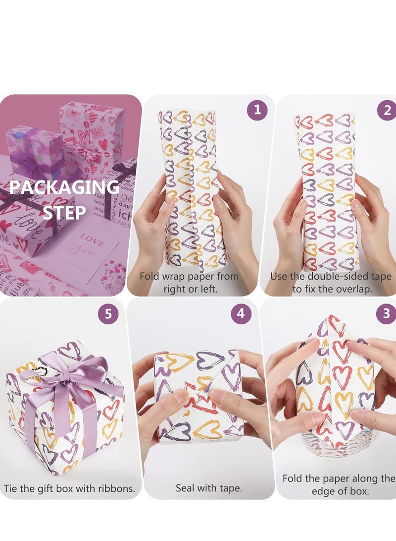 KASTWAVE ورق تغليف عيد الميلاد، مجموعة لف ورق الهدايا تتضمن 6 عبوات من ورق التغليف مع ملصق شريط لاصق وشريط لتغليف الهدايا لعيد الميلاد، الزفاف، التخرج، الأولاد، البنات، الأطفال، الرضع، الرجال، النساء، لجميع المناسبات - Image 5