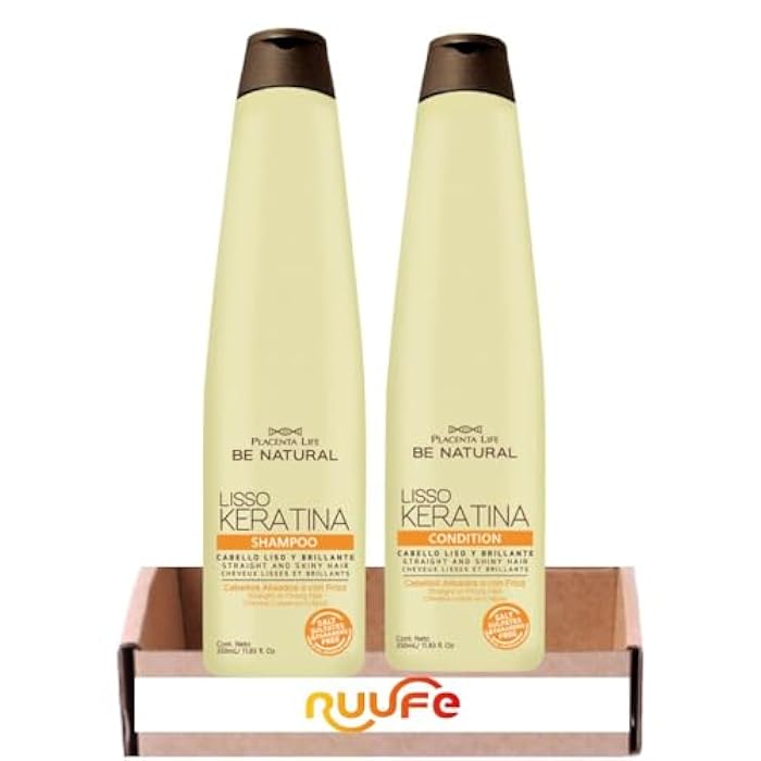 RUUFE Be Natural lisso keratina Shampoo y Acondicionador (2 Pack) Be Natural Shampoo Lisso Keratina Be Natural Acondicionador Lisso Keratina Be Natural Liso Prolongado - Image 1