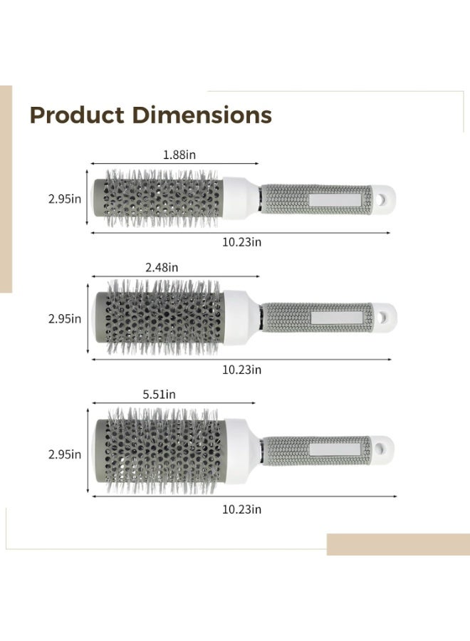 Bukela 5 Sizes Precise Ceramic Roller Comb, Hair Styling Blow Drying Curling Brush Hair Brush Roller Comb,  Professional Salon Styling Tool with Natural Rubber Handle for Blow Drying,Curling and Styling - Image 2