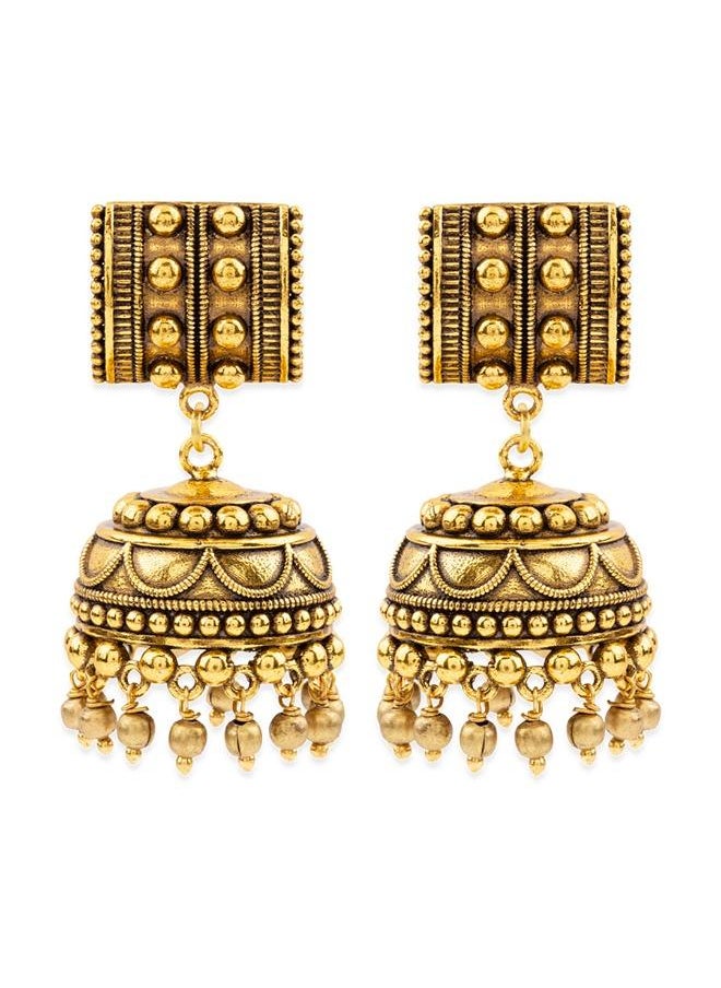 فويلا - أقراط Voyla Rava Ball المؤكسدة على طراز Jhumka للنساء، مقاس واحد، نحاس، بدون أحجار كريمة - Image 1