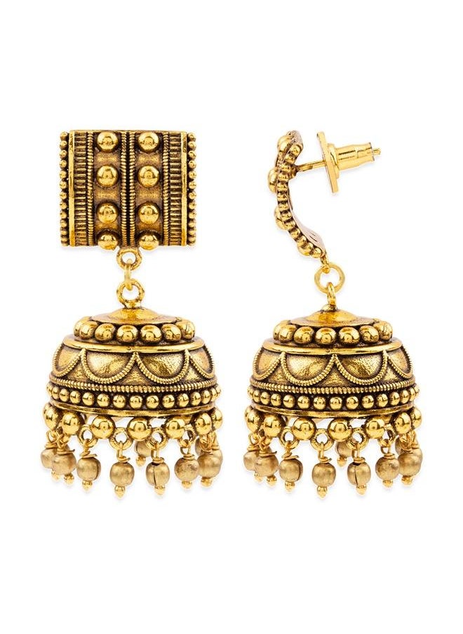 فويلا - أقراط Voyla Rava Ball المؤكسدة على طراز Jhumka للنساء، مقاس واحد، نحاس، بدون أحجار كريمة - Image 1