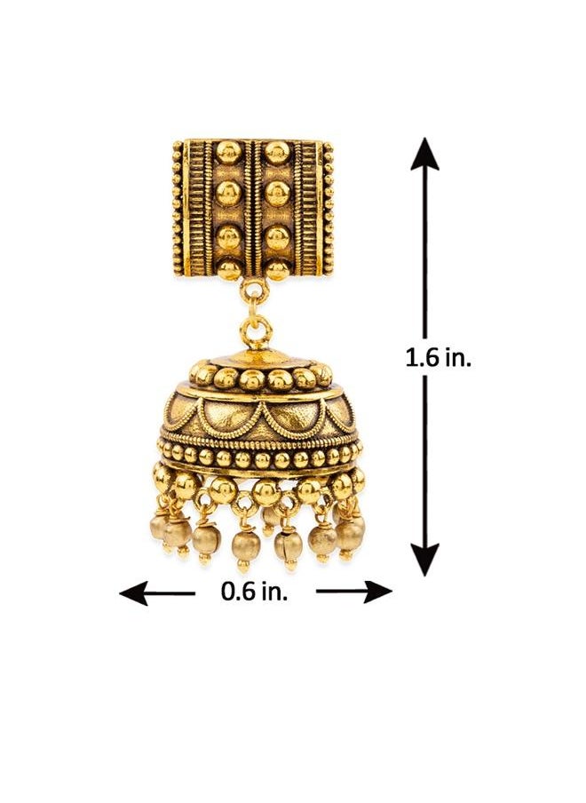 فويلا - أقراط Voyla Rava Ball المؤكسدة على طراز Jhumka للنساء، مقاس واحد، نحاس، بدون أحجار كريمة - Image 1