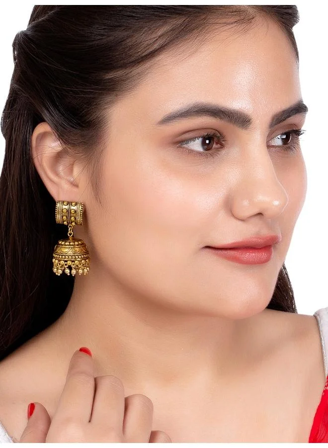 VOYLLA Rava Ball Oxidized Jhumka Style Earrings