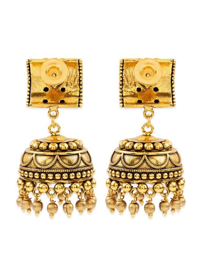فويلا - أقراط Voyla Rava Ball المؤكسدة على طراز Jhumka للنساء، مقاس واحد، نحاس، بدون أحجار كريمة - Image 1