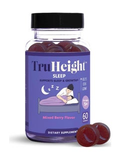 TruHeight  Sleep Gummies Natural Sleep Aid for Maximum Growth Fall Asleep Faster for Kids Teens & Young Adults - Mixed Berry flavor 60 Gummies 