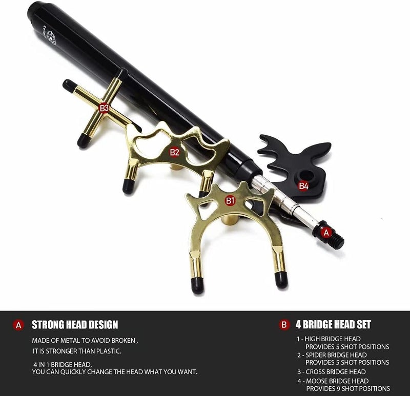 Collapsar Retractable Billiards Pool Cue Stick Bridge with Removable Metal Bridge Head,Billiards Pool Cue Accessory for Pool Table - Image 4