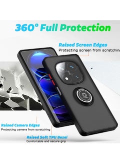 BORTONY Xiaomi Redmi Note 14 Pro Plus 5G Rotational Metal Ring Grip Kickstand Cover Magnetic Car Mount Holder Case Shockproof TPU Bumper for Redmi Note 14 Pro Plus 5G  - Image 4