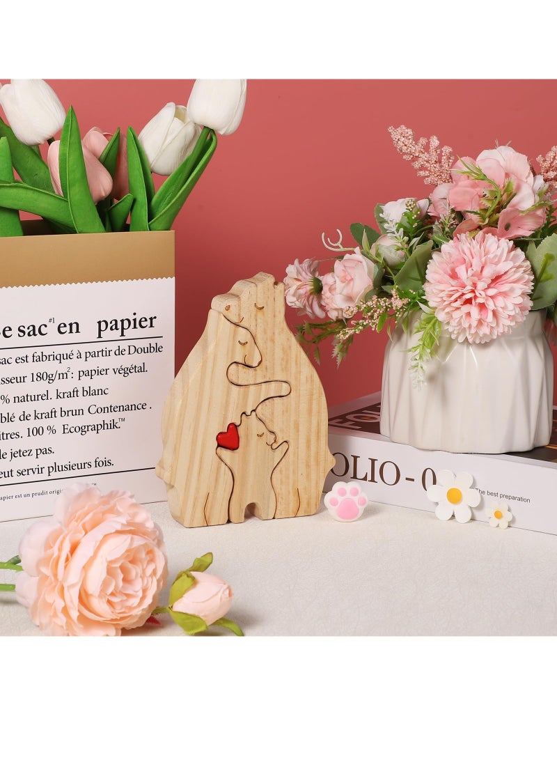 KASTWAVE Personalized Family Name Puzzle, 3 Bears Wooden Bear Family Puzzle Decorative Wooden Bear Puzzle Creative Birthday Gifts for Parents Home Decor Housewarming Gifts - Image 5