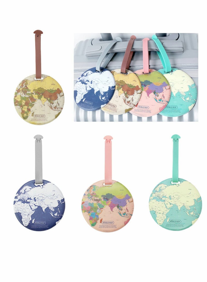 KASTWAVE Luggage Tags, 4 Pcs World map Luggage Tags Set, Travel Bag Accessories, Identifier Label Holders for Backpack, Luggage Tags - Image 1