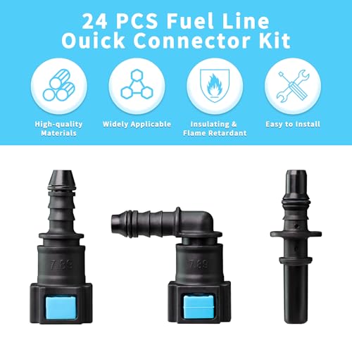 CASIFAVI Fuel Line Quick Connect Kit 24PCS,Assorted 5/16 3/8 Fuel Line Fittings Nylon Straight Push-On Release Hose Connector - Image 5