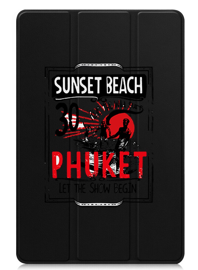 Theodor Protective Flip Case For OnePlus Pad 2 (2024) & OnePlus Pad Pro (2024) With Trifold Stand Auto Wake Sleep Shockproof Cover Sunset Beach - Image 1