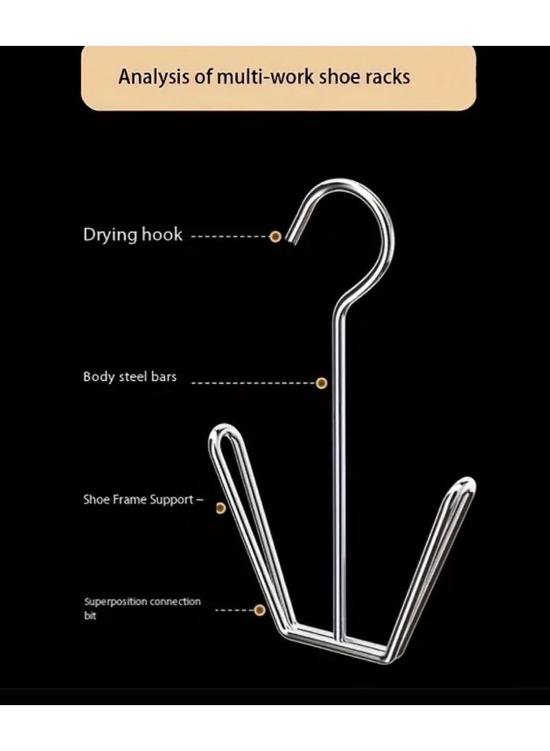 CleanWave - The Pure Effect Durable Stainless Steel Shoe Rack Hanger – Space-Saving Organizer for Shoes, Slippers, Coats & Hats | Sleek Wall Hook for Entryway, Closet & Outdoor Use - Image 3