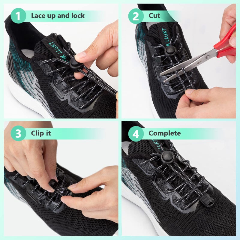 AIXMEET 5 Pairs Elastic No Tie Shoe Laces for adults, shoe laces for sneakers,elastic laces, Strong Lock no tie shoe lace for kids, One Size Fits All for Kids and Adults, colorful - Image 2