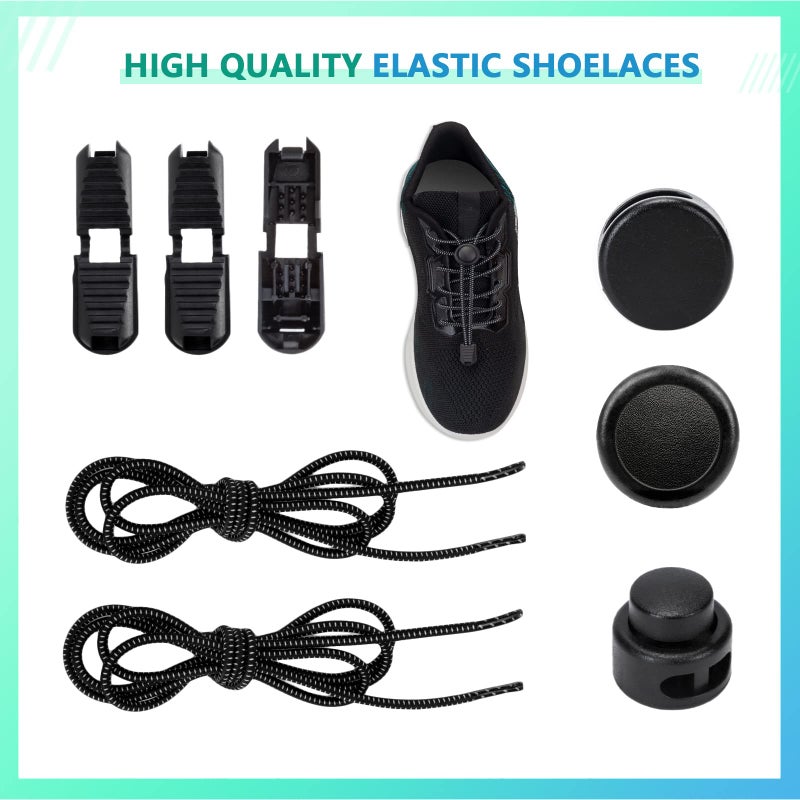AIXMEET 5 Pairs Elastic No Tie Shoe Laces for adults, shoe laces for sneakers,elastic laces, Strong Lock no tie shoe lace for kids, One Size Fits All for Kids and Adults, colorful - Image 3