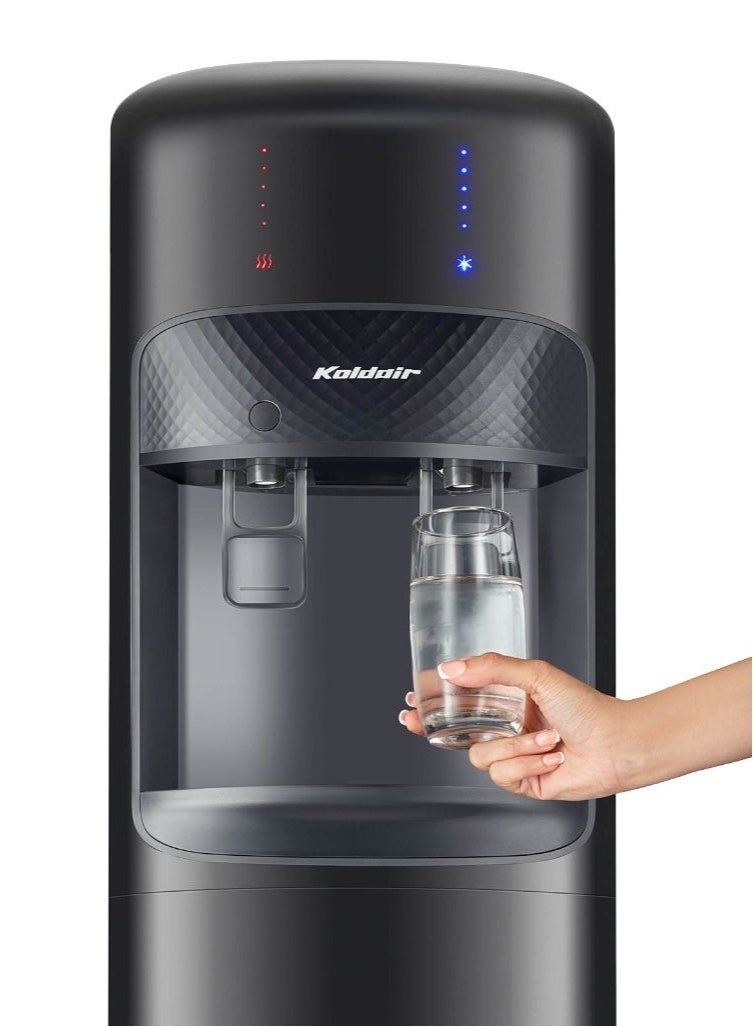 كولداير موزع مياه حمولة سفلية من النوع A مع وظائف مميزة ، مؤشرات LED للتشغيل والتبريد والتدفئة ومستوى المياه ، صنبوران ساخن وبارد ، أسود - Image 5