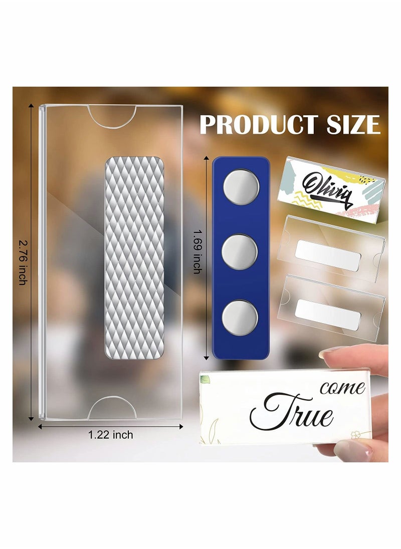Y&D 10 Pack Magnetic Name Badge Holder Tags Kit with 3 Neodymium Magnets Clear Acrylic Mini Sign Display DIY Label for School Business Office Teachers Doctors Waiters  - Image 4