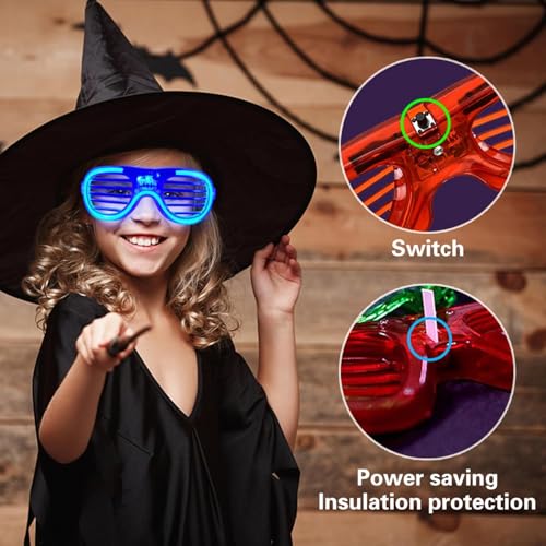 Crackles 6 pcs Light Up Slotted Rock Star Sunglasses Light Glow in under UV Light Glasses Transparent Goggles, Party Eyeglass, Party Goggles for Kids Party, Birthday Return Gifts- Multi Color - Image 4