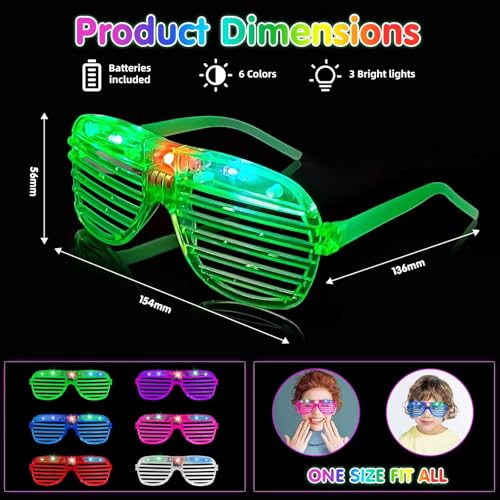 Crackles 6 pcs Light Up Slotted Rock Star Sunglasses Light Glow in under UV Light Glasses Transparent Goggles, Party Eyeglass, Party Goggles for Kids Party, Birthday Return Gifts- Multi Color - Image 2