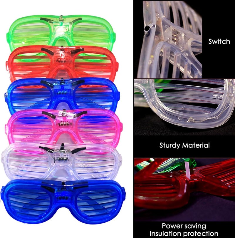 Crackles 6 pcs Light Up Slotted Rock Star Sunglasses Light Glow in under UV Light Glasses Transparent Goggles, Party Eyeglass, Party Goggles for Kids Party, Birthday Return Gifts- Multi Color - Image 3