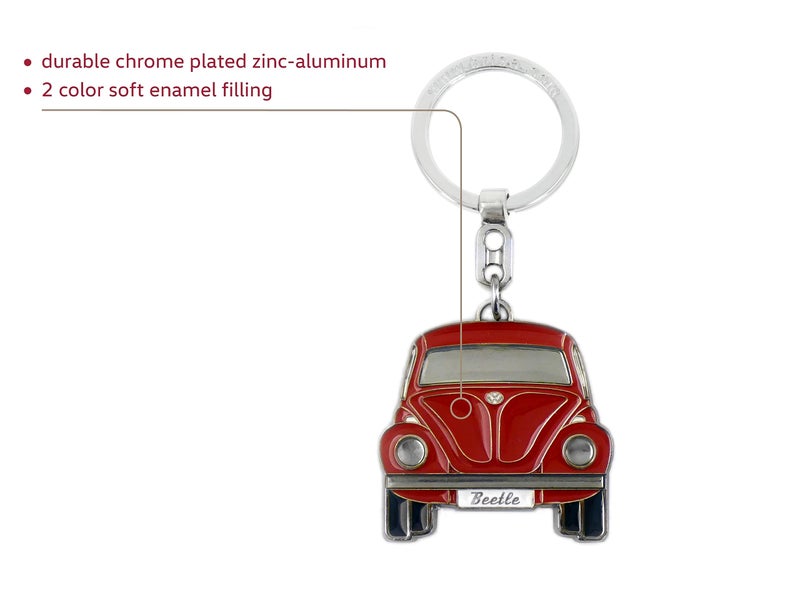 BRISA VW Collection - Volkswagen Enamel Metal Keyring Keychain Accessory Keyholder in Beetle Bug Design (Front/Red) - Image 2