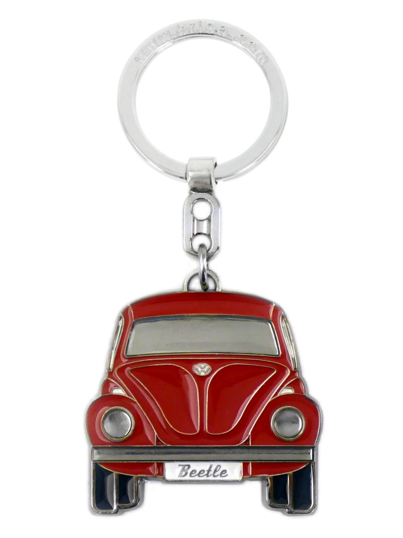 BRISA VW Collection - Volkswagen Enamel Metal Keyring Keychain Accessory Keyholder in Beetle Bug Design (Front/Red) - Image 1