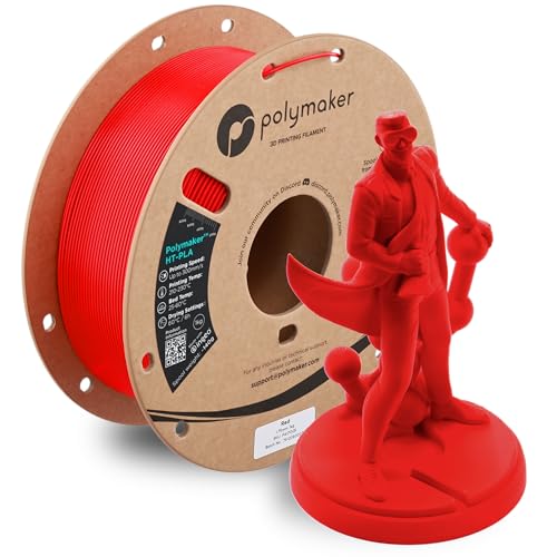 Polymaker HTPLA Filament 175mm Red High Temp PLA for 3D Printing Heat Stable Up to 150C Easy to Print Works with Most FDM Printers 1kg Spool - Image 1