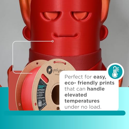 Polymaker HTPLA Filament 175mm Red High Temp PLA for 3D Printing Heat Stable Up to 150C Easy to Print Works with Most FDM Printers 1kg Spool - Image 3