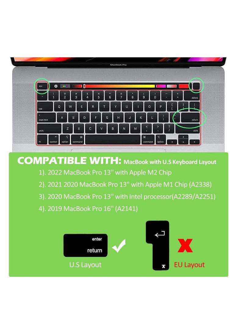 AMM - Premium Ultra Thin Russian Keyboard Cover for MacBook Pro 13-inch (2022-2019) & 16-inch (2019) Black  Compatible with Apple M2/M1 Chips (A2338/A2289/A2251/A2141)  Durable Precise Fit Protector - Image 1