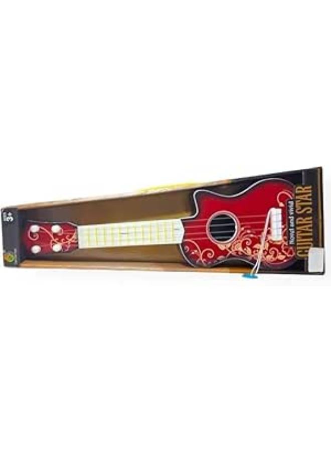 Kids Guitar Toy, Green and RED Mandala Design, Musical Learning Instrument
