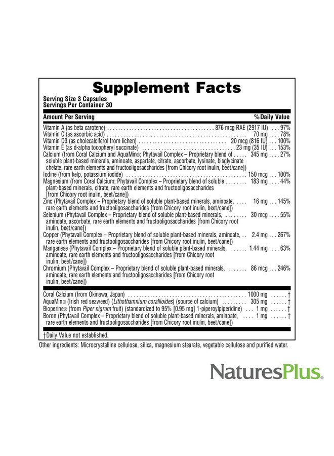 Nature's Plus Naturesplus Activated Coral Calcium 345 Mg 90 Vegetarian Capsules Natural Calcium Supplement With Magnesium & Vitamins Supports Bone Health Hypoallergenic Glutenfree 30 Servings - Image 5