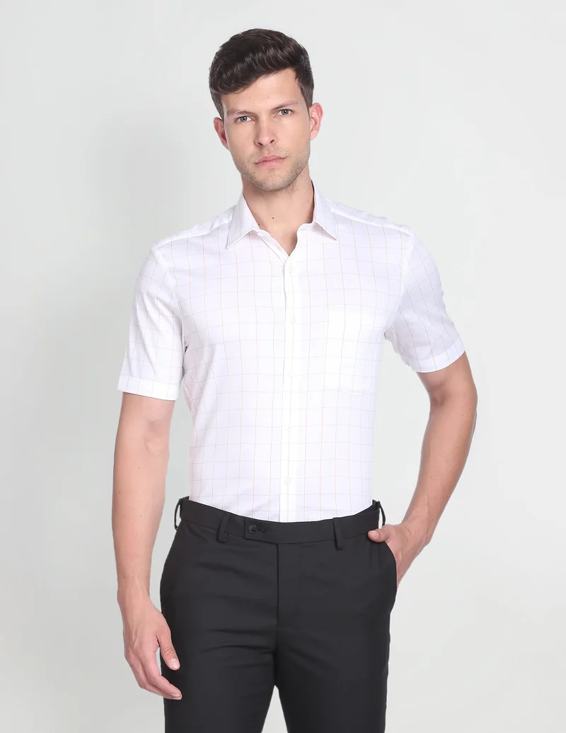 Arrow White Liberty Classic Fit Short Sleeve Shirt for Men | Best Price UAE