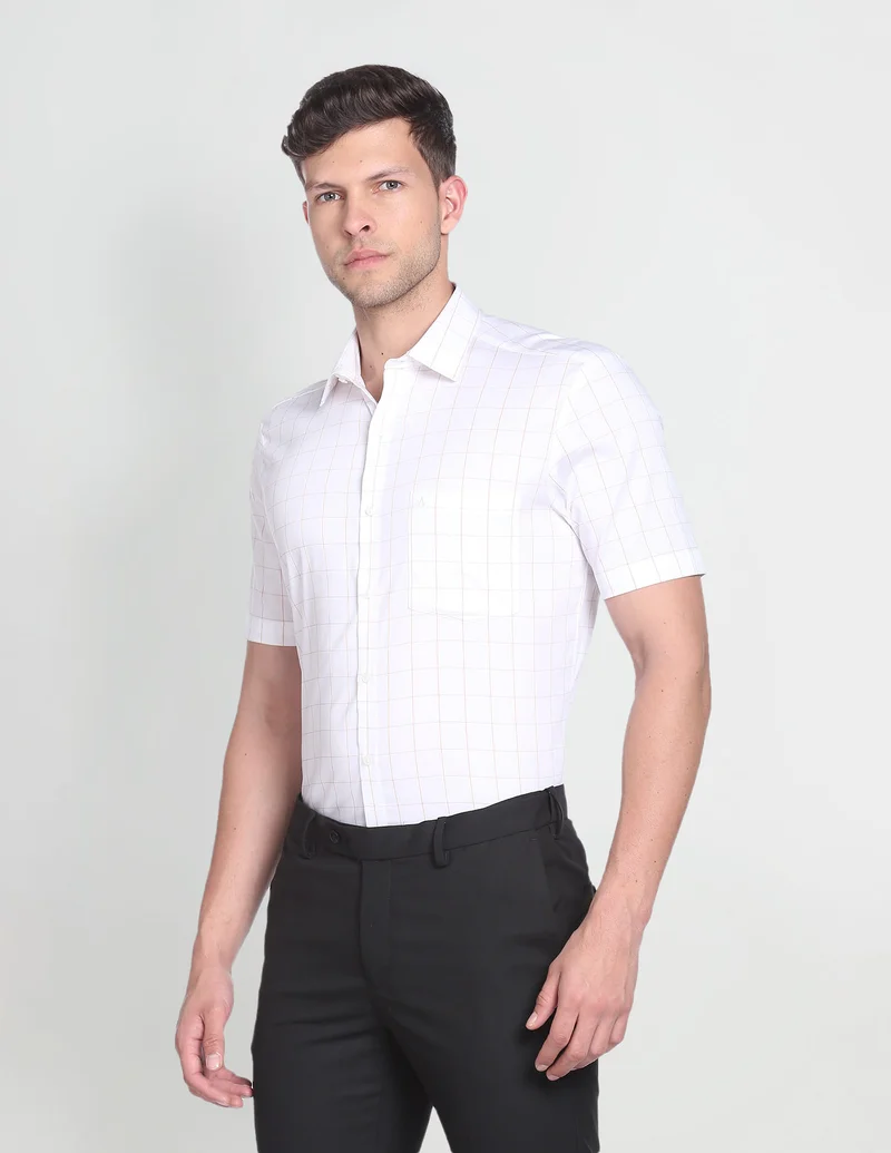 Arrow White Liberty Classic Fit Short Sleeve Shirt for Men | Best Price UAE