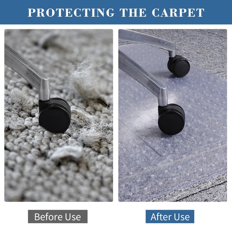 Tydle Chair Mat for Carpet, 60" x 46" Chair Mat for Carpeted Floors, Non-Slip Computer Under Desk Plastic Floor Mat for Work Gaming Chairs, Heavy Duty Carpeted Floor Protector for Home Office (Clear) - Image 5