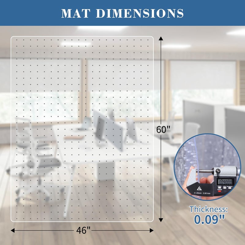 Tydle Chair Mat for Carpet, 60" x 46" Chair Mat for Carpeted Floors, Non-Slip Computer Under Desk Plastic Floor Mat for Work Gaming Chairs, Heavy Duty Carpeted Floor Protector for Home Office (Clear) - Image 2