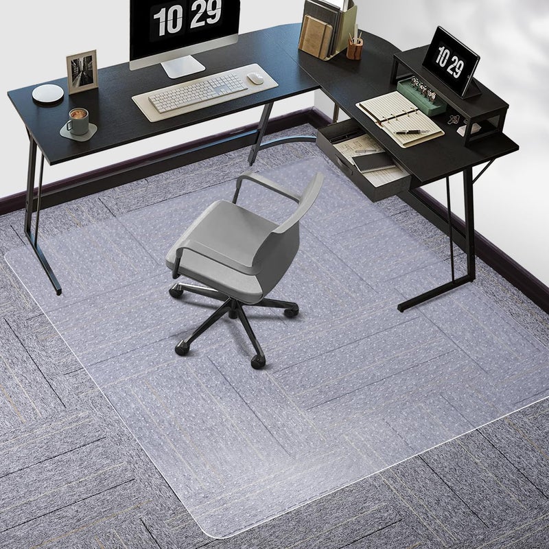 Tydle Chair Mat for Carpet, 60" x 46" Chair Mat for Carpeted Floors, Non-Slip Computer Under Desk Plastic Floor Mat for Work Gaming Chairs, Heavy Duty Carpeted Floor Protector for Home Office (Clear) - Image 1