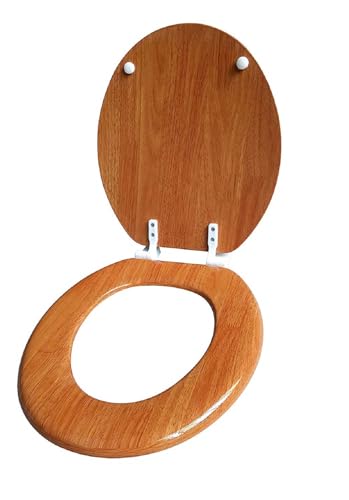 J&V Textiles Round Toilet Seat With Easy Clean & Change Hinge (Wooden Grain)* - Image 2